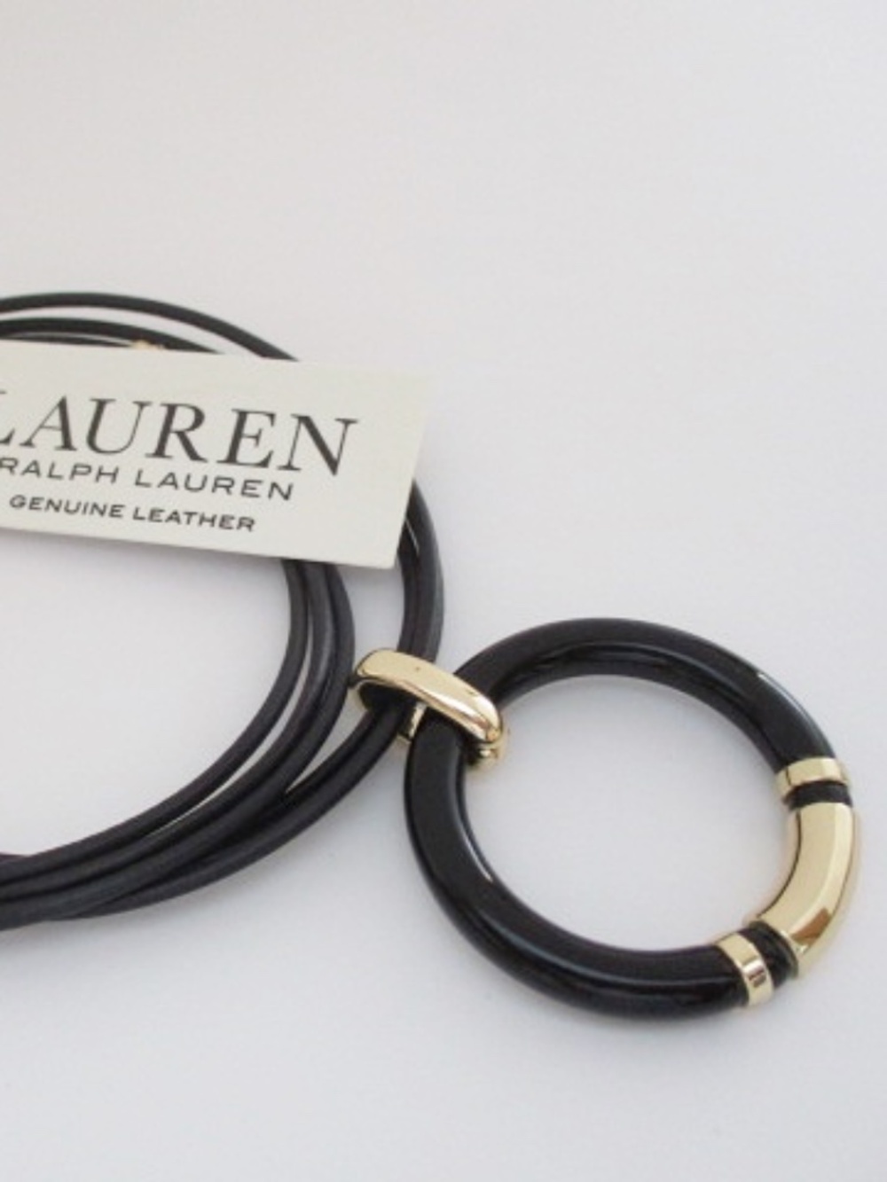 RALPH LAUREN - Circle Leather Cord Pendant Necklace